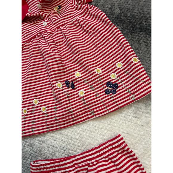 Carter's 6 Month 2 Piece Striped Butterfly Embroidered Flower Dress with Bloomer - Picture 3 of 7